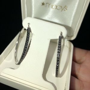 Black Diamond, Sterling Silver hoops